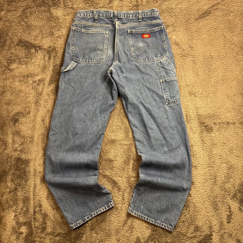 Dickies Mens Carpenter Jeans Medium Wash Blue Denim Utility Work Pants 36x34